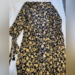 Vintage gold label Victoria's Secret Black and Gold Floral cover up/robe